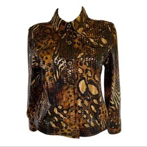 Shiny Textured Animal Print Jacket
